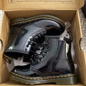 Dr. Martens Black Patent Lamper Shoes
